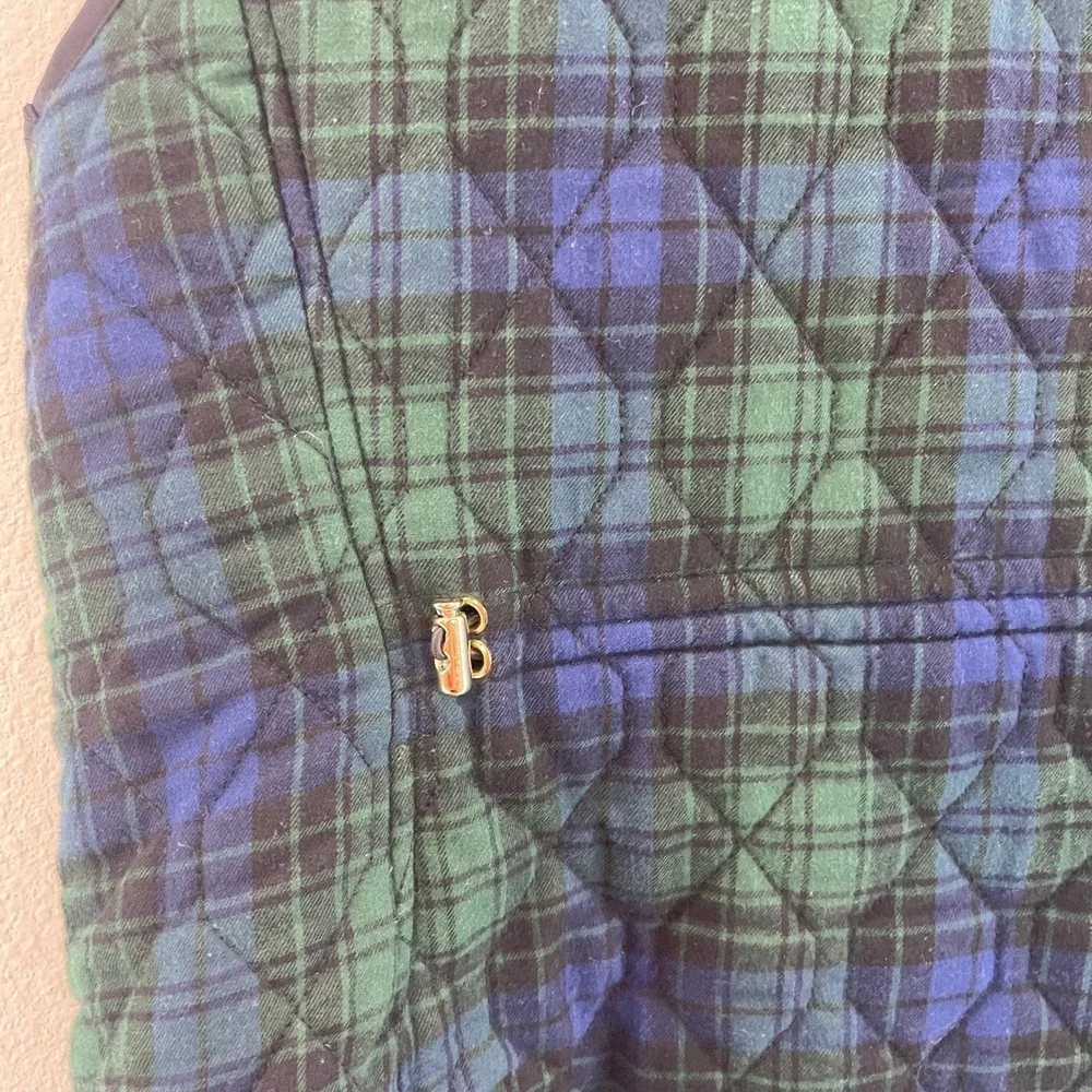 Croft & Barrow Quilted Vest Womens M Blue Green Plaid‎ Preppy Hiking Gorpcore